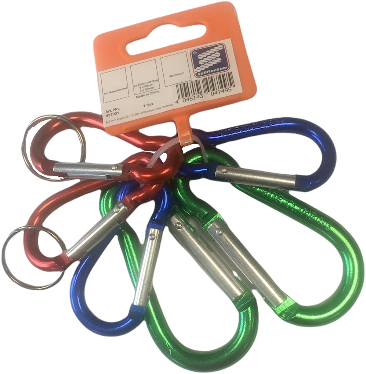 6er Set Alu-Karabiner Karabiner Seilflechter 