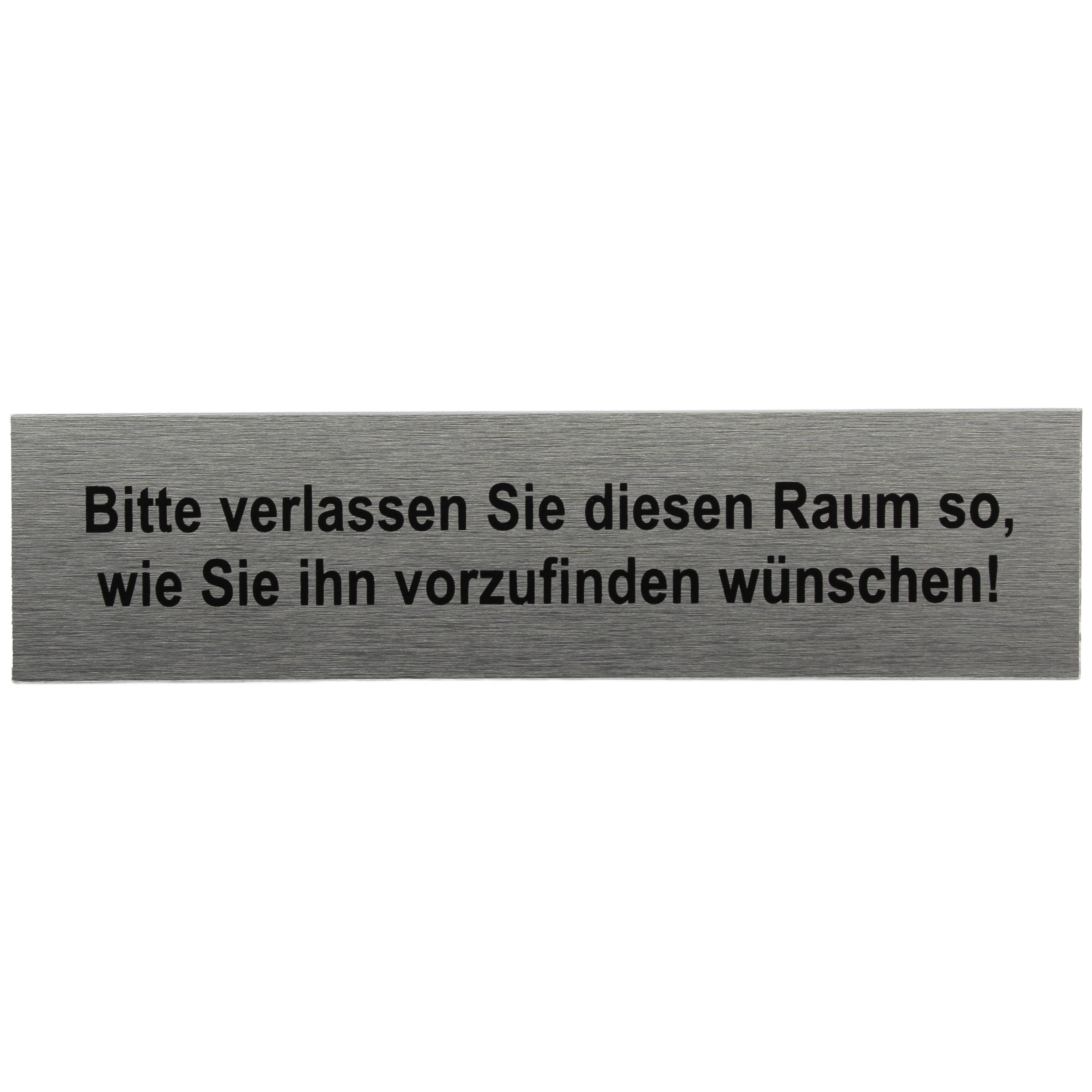 ALU-SCHILD "BITTE VERLASSEN SIE DIESEN RAUM..." Alu-Schilder Hinweise SEILFLECHTER Tauwerk GmbH 