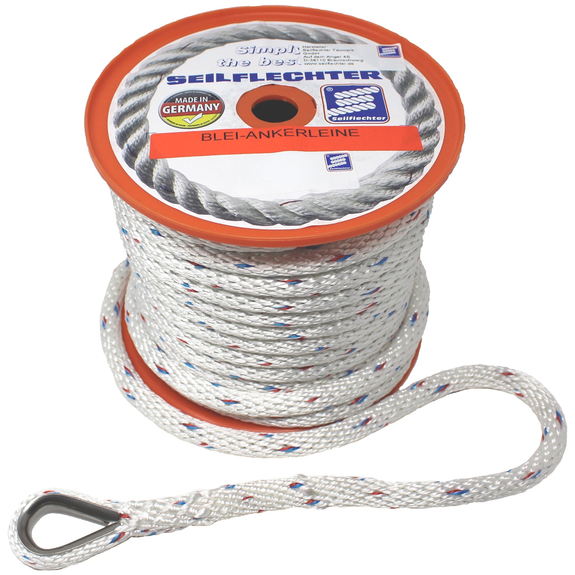 Ankerleine mit umflochtenem Bleikern Ankerleinen Seilflechter 10 Millimeter (Bruchlast 1630 daN) 30m 