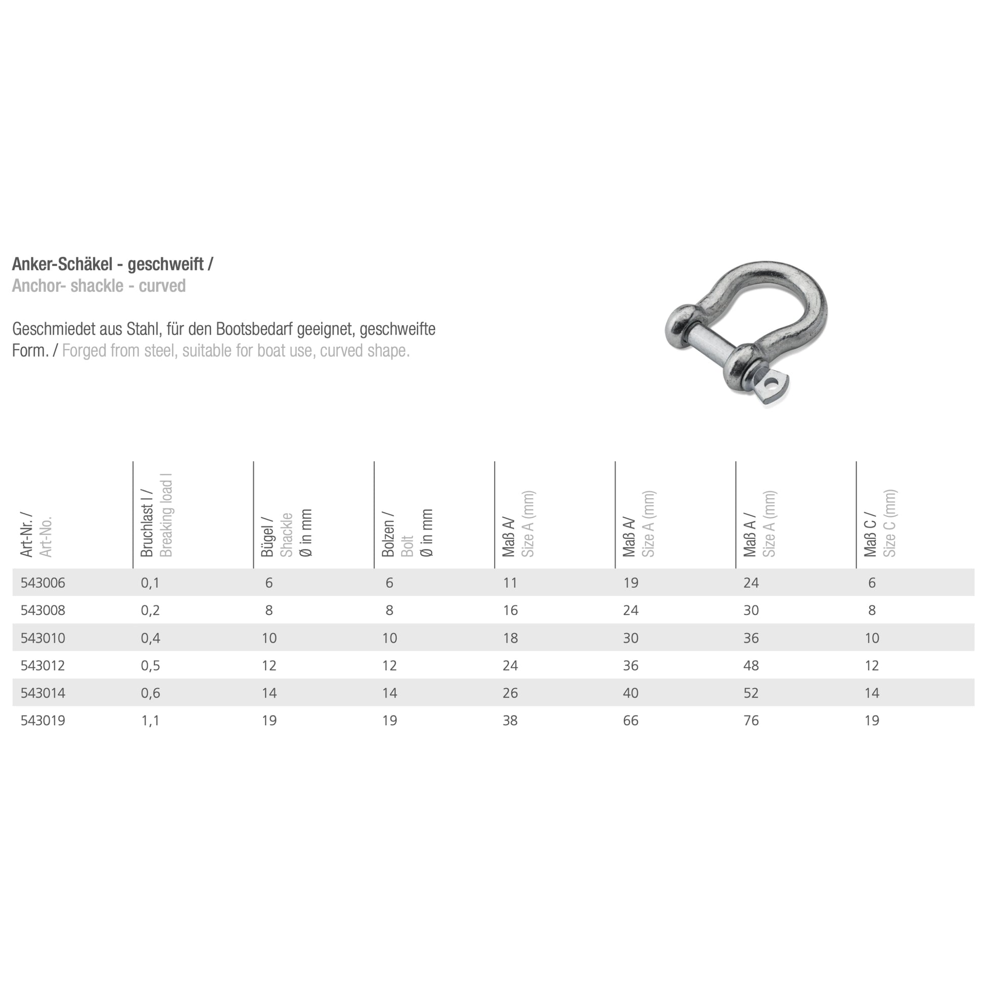 Ankerschäkel geschweift | verzinkt | 6–19 mm Schäkel Seilflechter Tauwerk GmbH 