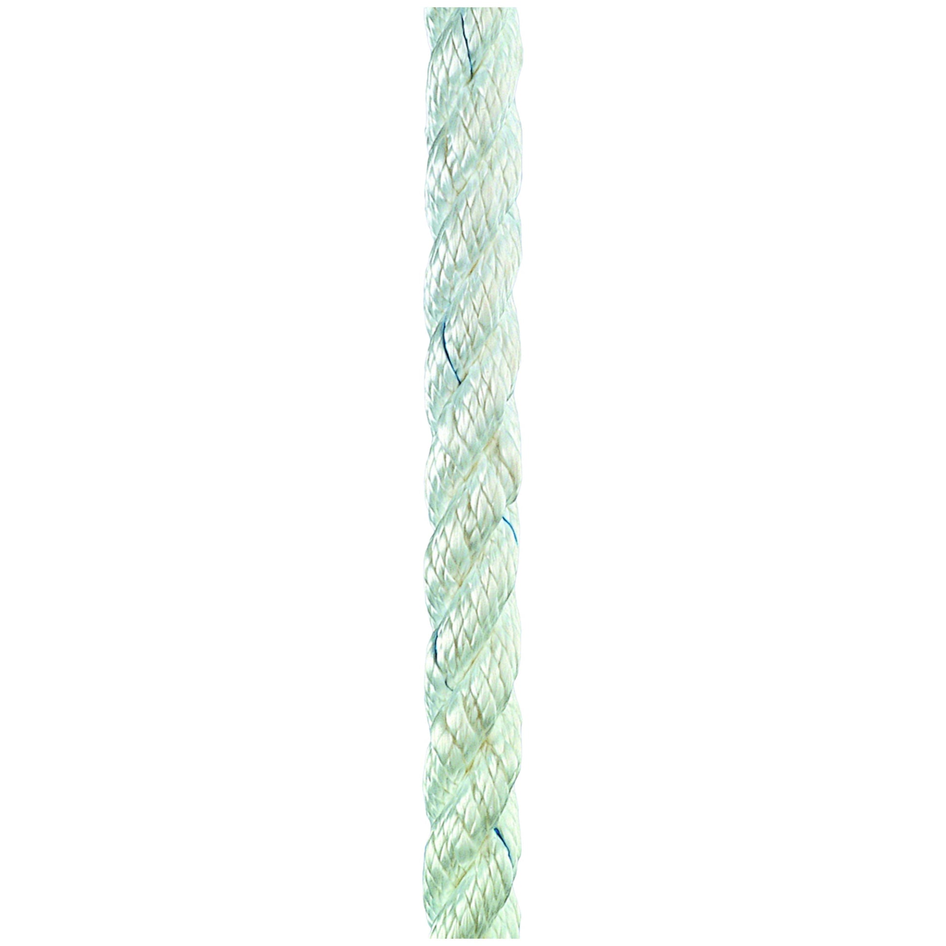 Weißes, gedrehtes Seil mit eingearbeitetem blauem Kennfaden.