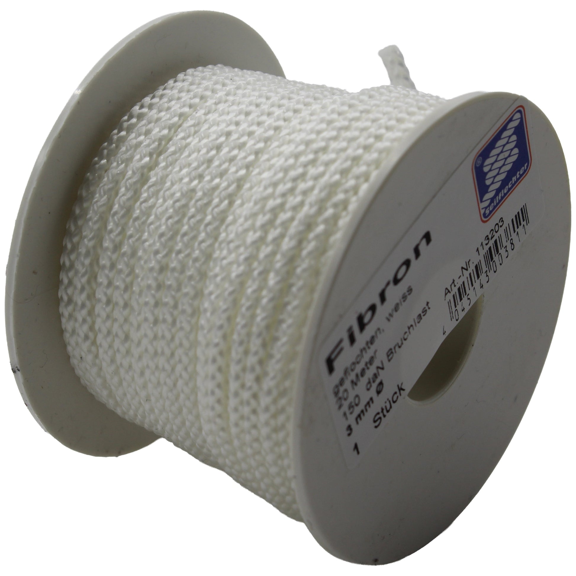 FIBRON®LEINE GEFL. WEISS 3 MM, 20 METER AUF SPULE Fibron Seilflechter Tauwerk GmbH 
