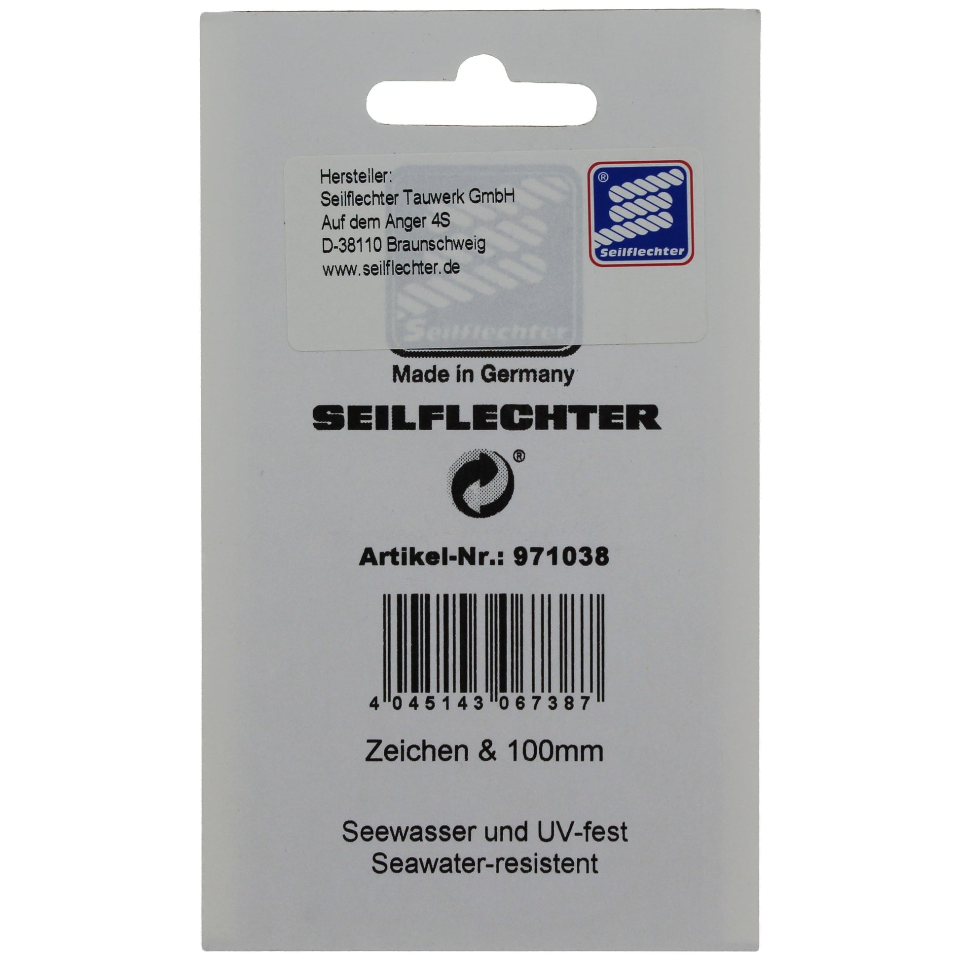 FOLIENZEICHEN "&" Folienzeichen Sonderzeichen SEILFLECHTER Tauwerk GmbH 