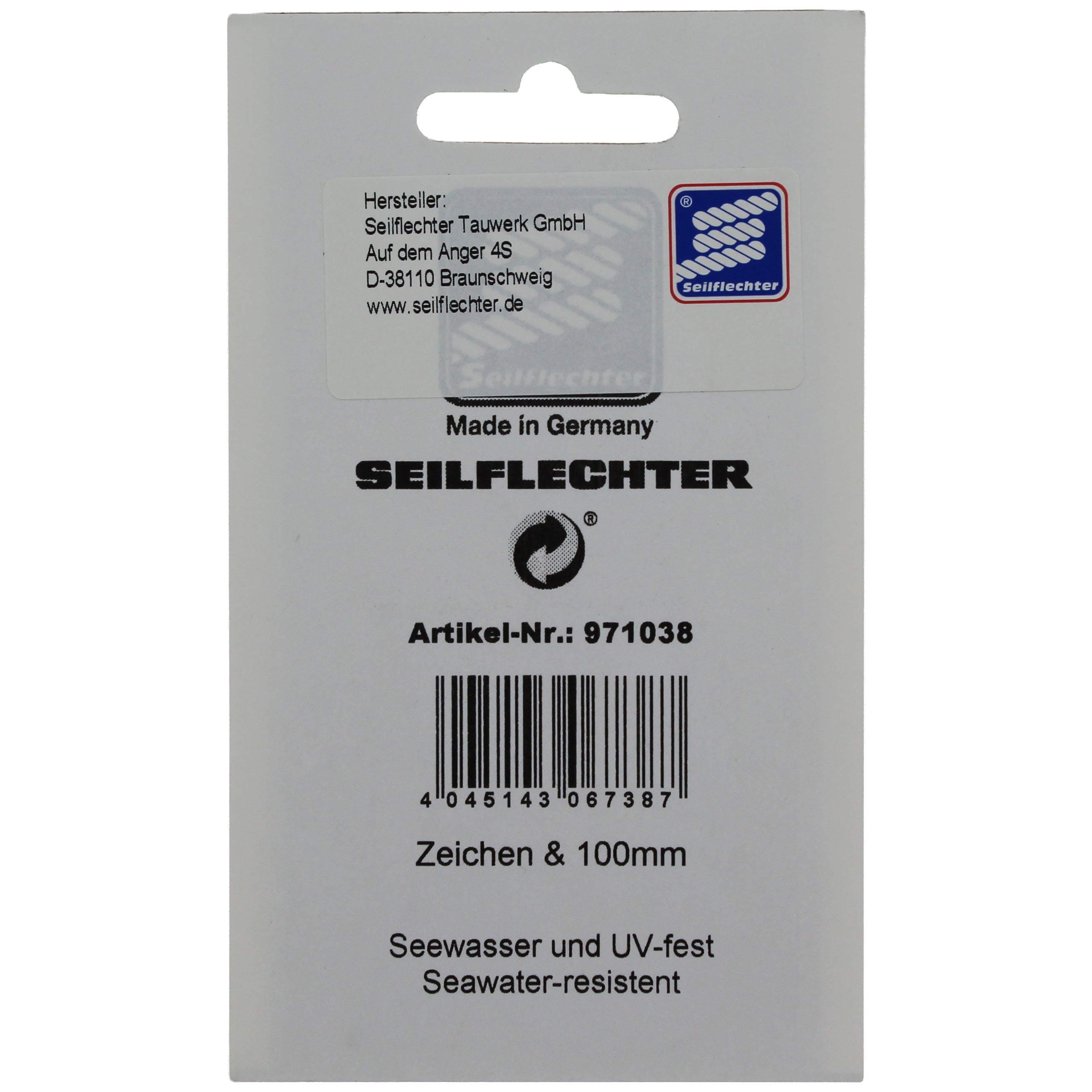 FOLIENZEICHEN "&" Folienzeichen Sonderzeichen SEILFLECHTER Tauwerk GmbH 