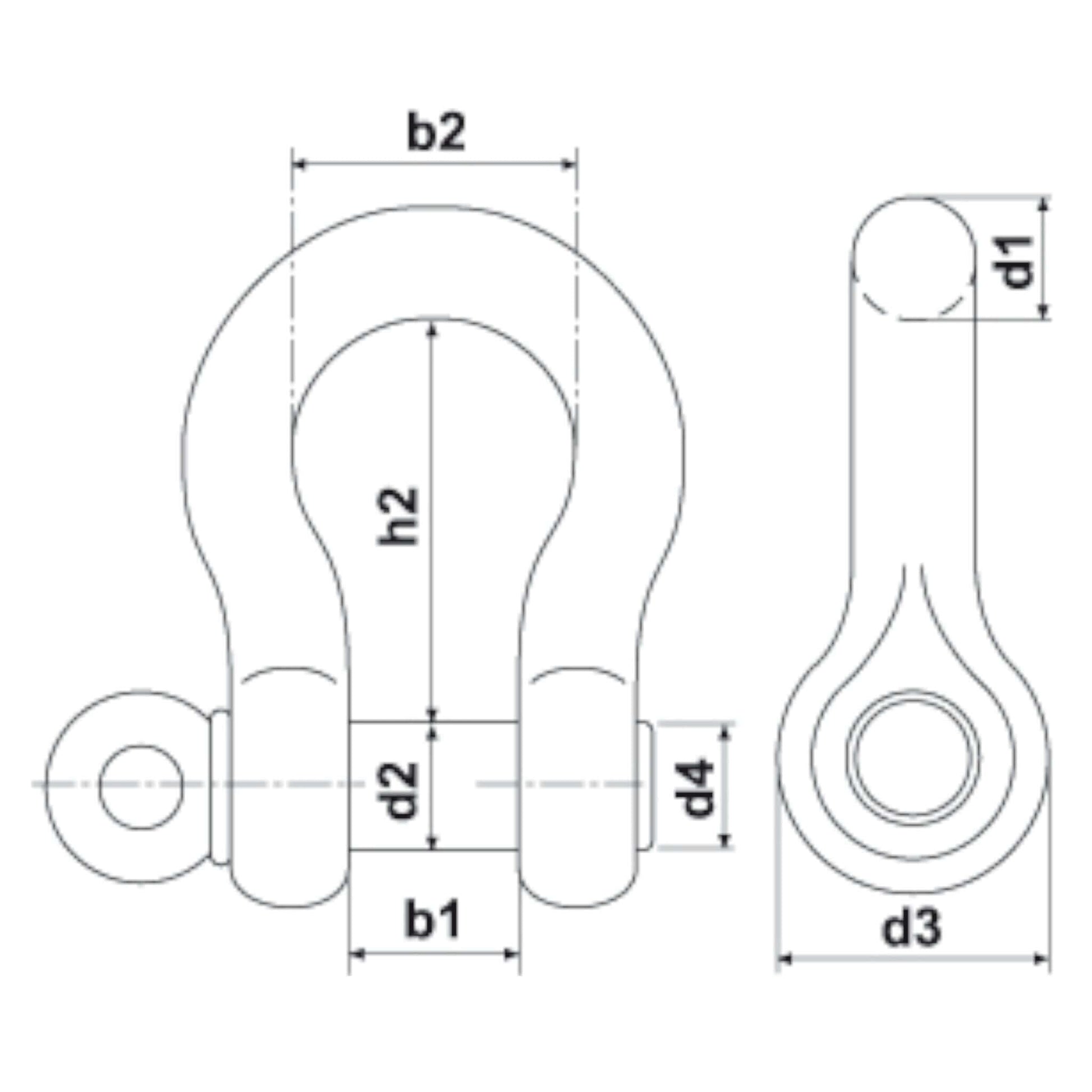 Hochfester Schäkel mit Augbolzen nach DIN 13889 von Seilflechter. Erfüllt DIN EN 13889 und für forstlichen Bodenzug geeignet. Tieftemperaturbeständig, aus hochfestem Vergütungsstahl. Außergewöhnliche Dauerschwingfestigkeit, 6-fache Sicherheit