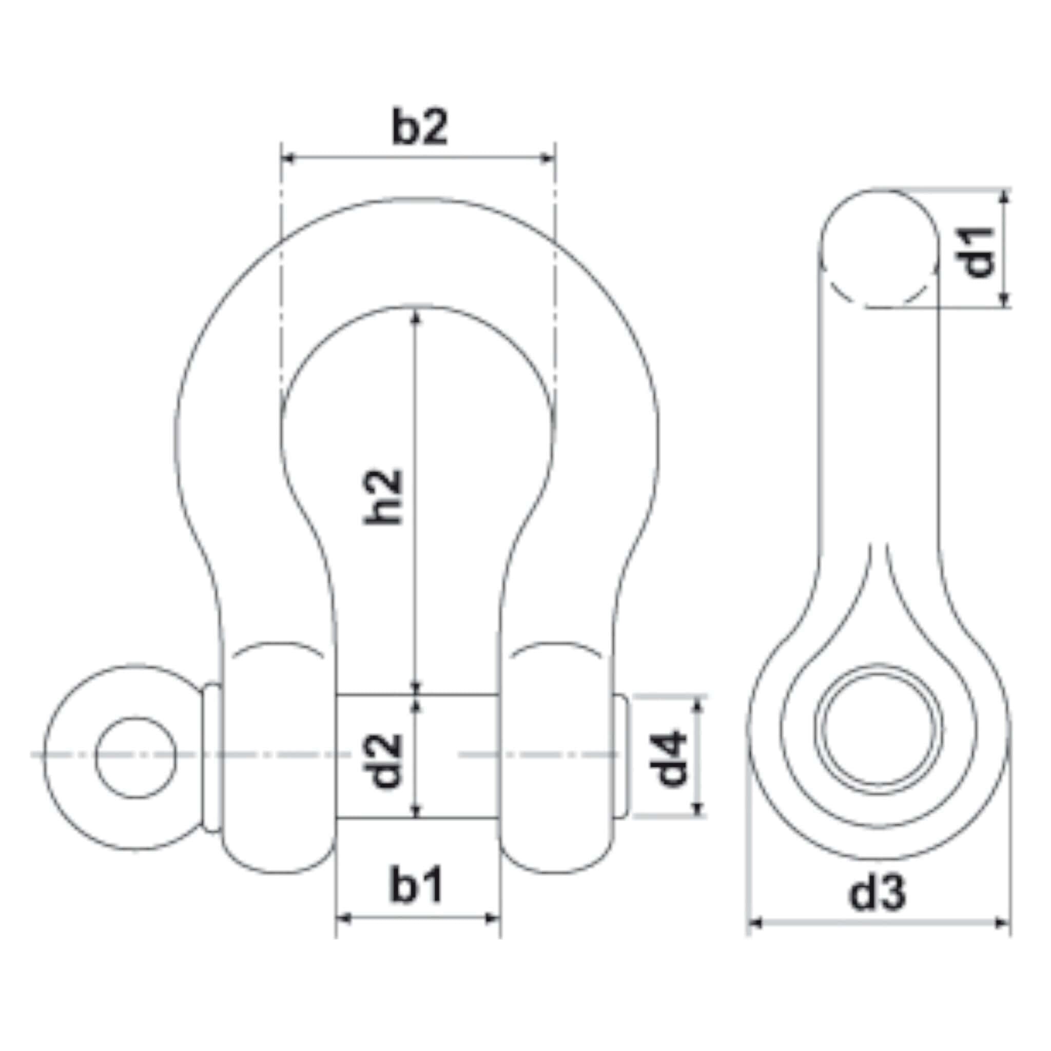 Hochfester Schäkel mit Augbolzen nach DIN 13889 von Seilflechter. Erfüllt DIN EN 13889 und für forstlichen Bodenzug geeignet. Tieftemperaturbeständig, aus hochfestem Vergütungsstahl. Außergewöhnliche Dauerschwingfestigkeit, 6-fache Sicherheit