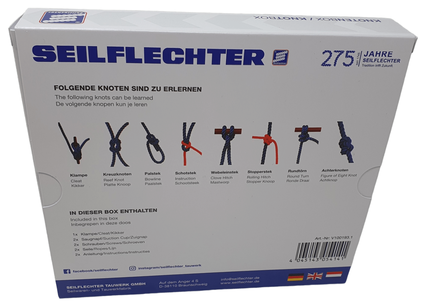 Knotenbox für den Sportbootführerschein Zubehör Seilflechter 