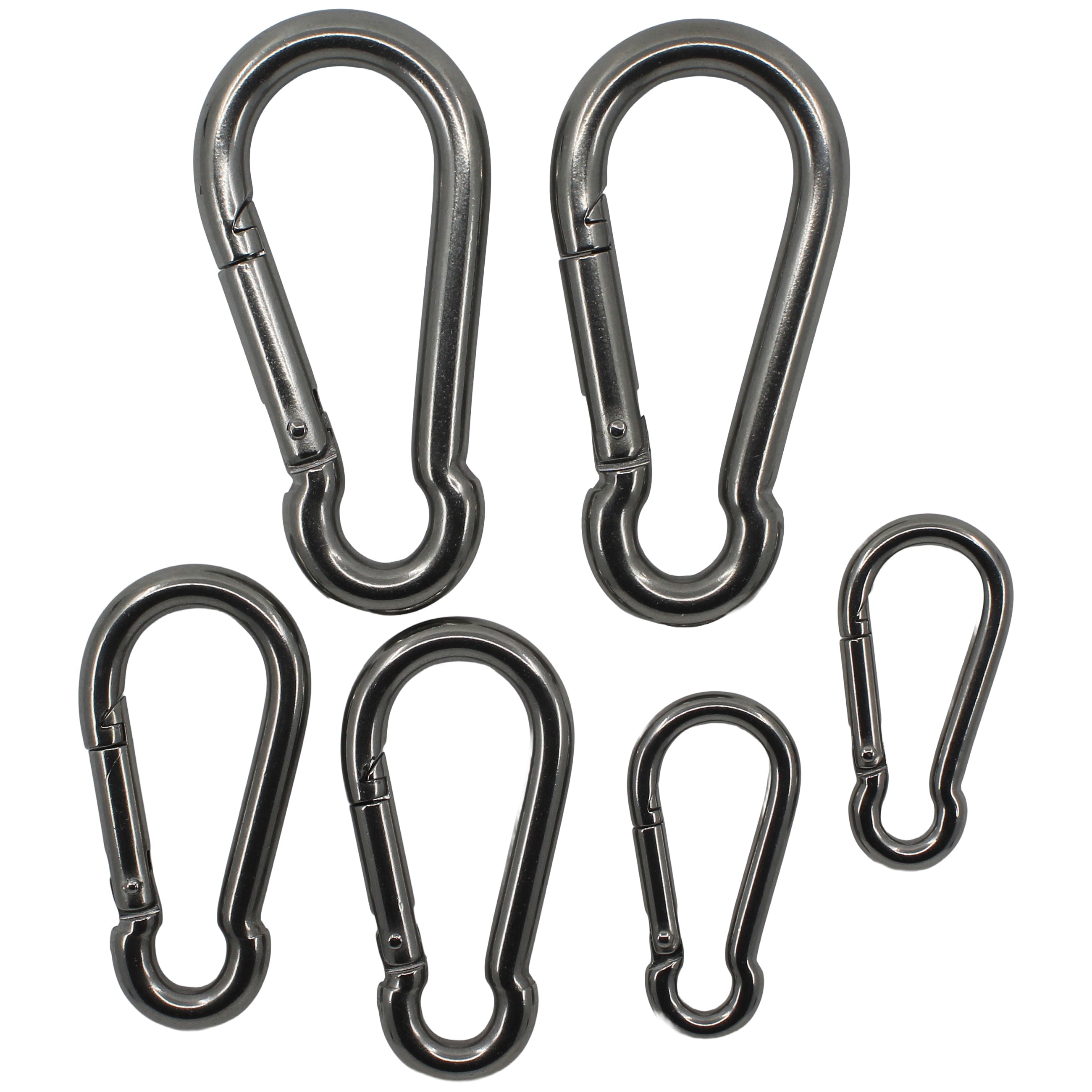 NIRO-KARABINER-SET OFFENE AUGE, JE 2 STÜCK 60x6, 80x8, 100x10 MM Karabiner SEILFLECHTER Tauwerk GmbH 