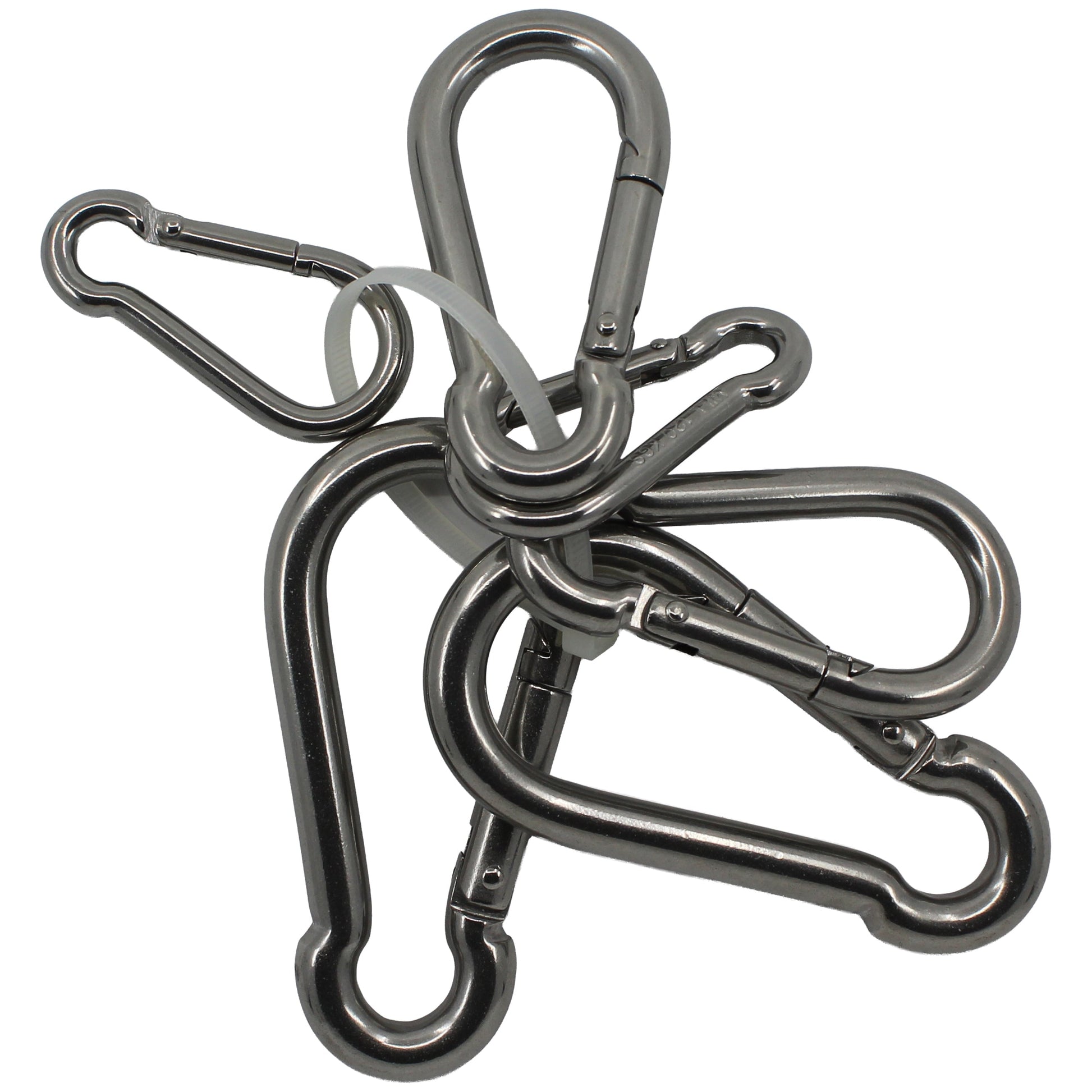 NIRO-KARABINER-SET OFFENE AUGE, JE 2 STÜCK 60x6, 80x8, 100x10 MM Karabiner SEILFLECHTER Tauwerk GmbH 