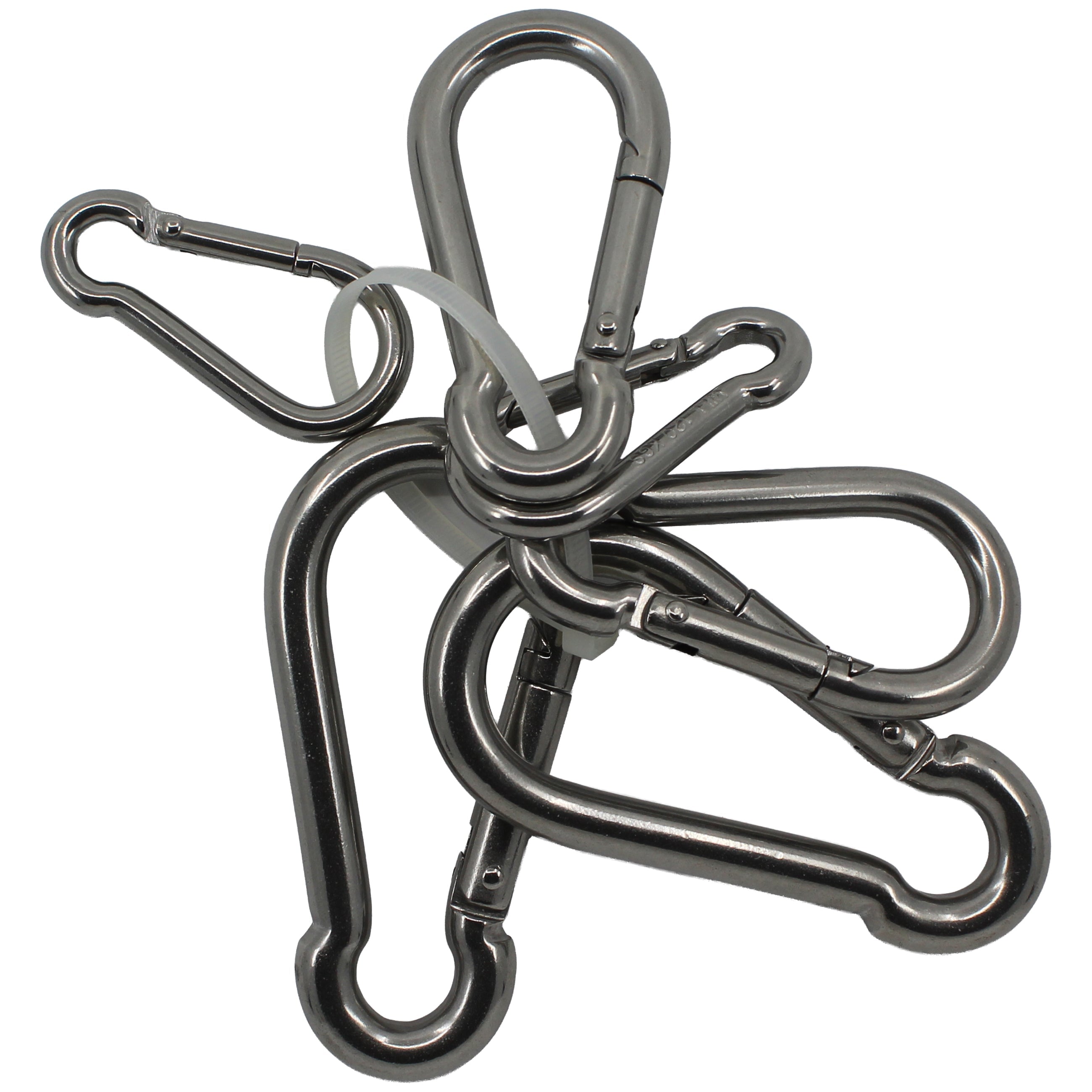NIRO-KARABINER-SET OFFENE AUGE, JE 2 STÜCK 60x6, 80x8, 100x10 MM Karabiner SEILFLECHTER Tauwerk GmbH 