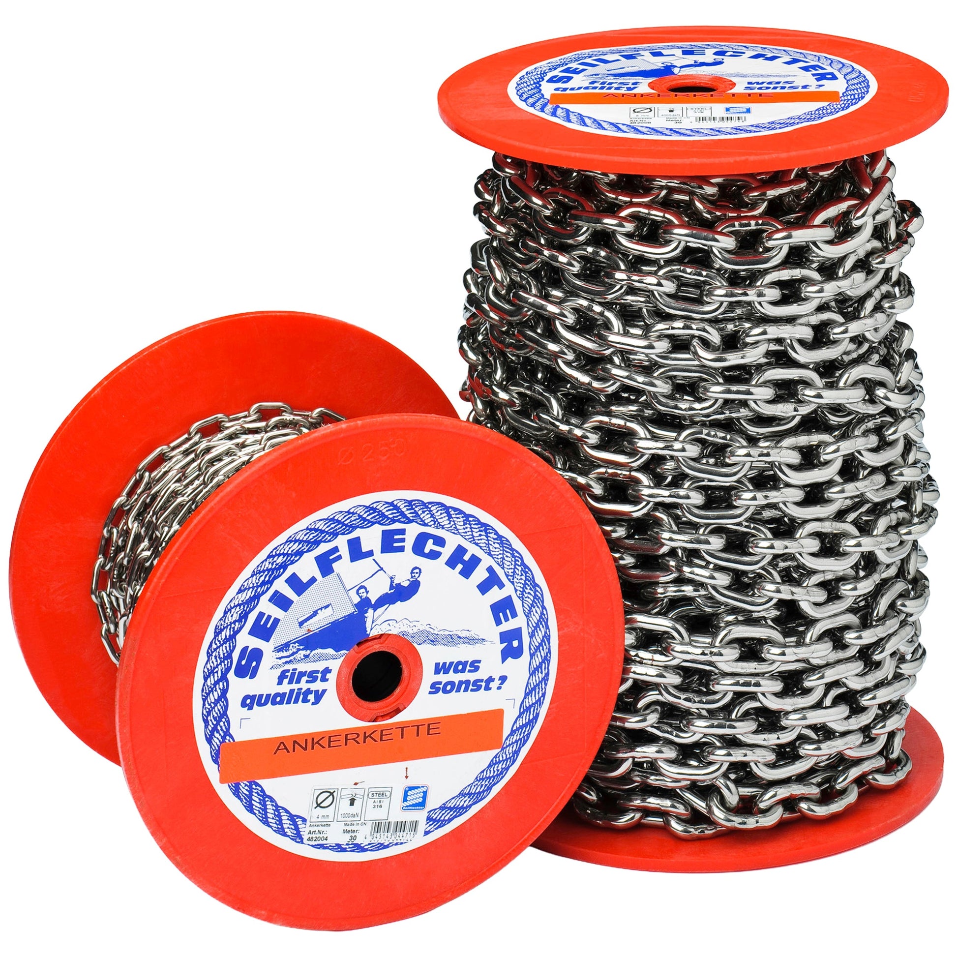 NIRO KETTEN DIN 766, 4 MM, METERWARE, Niro-Ketten SEILFLECHTER Tauwerk GmbH 