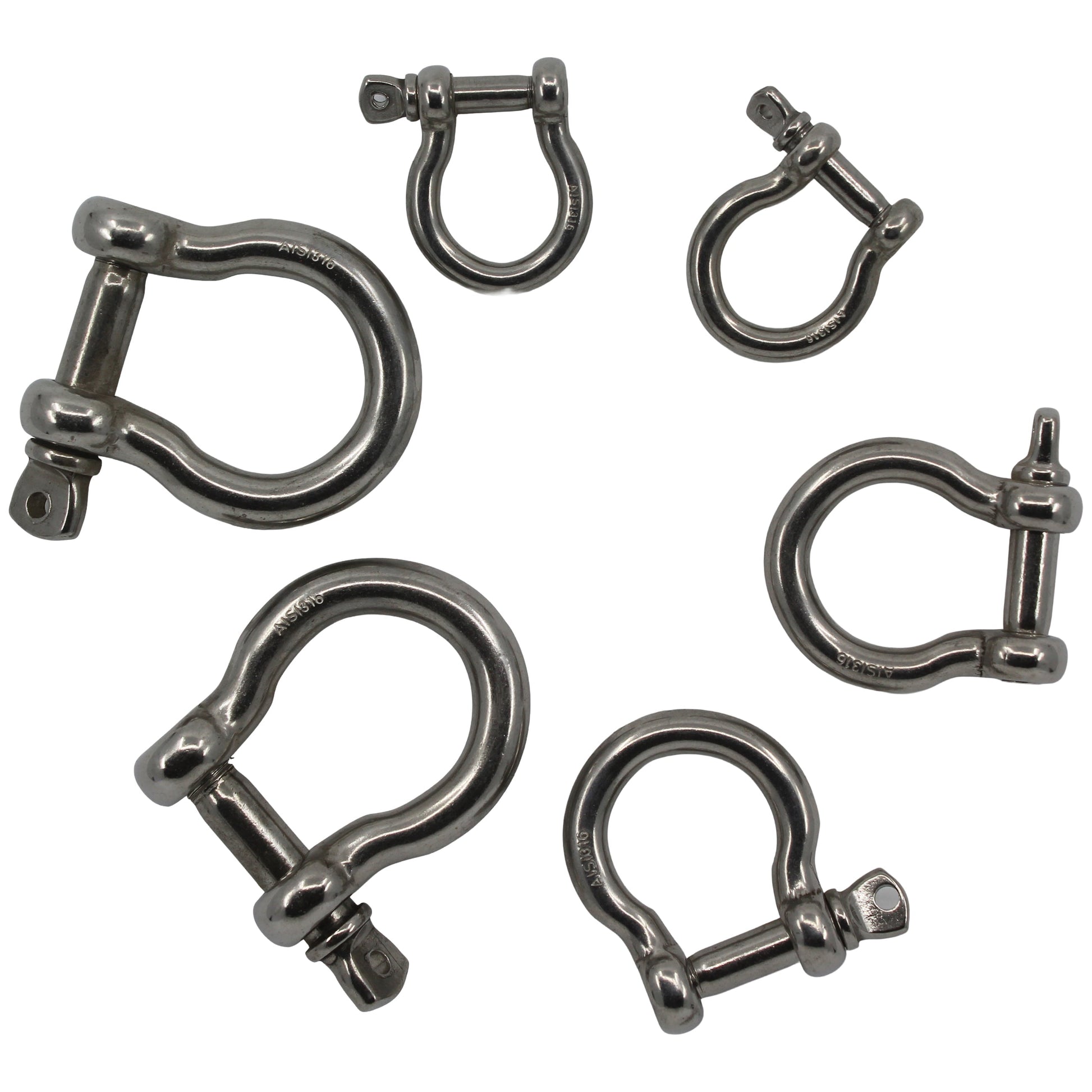 NIROSCHÄKEL-SET RUND GESCHW.; JE 2 STÜCK 6 MM, 8 MM, 10 MM Schäkel SEILFLECHTER Tauwerk GmbH 