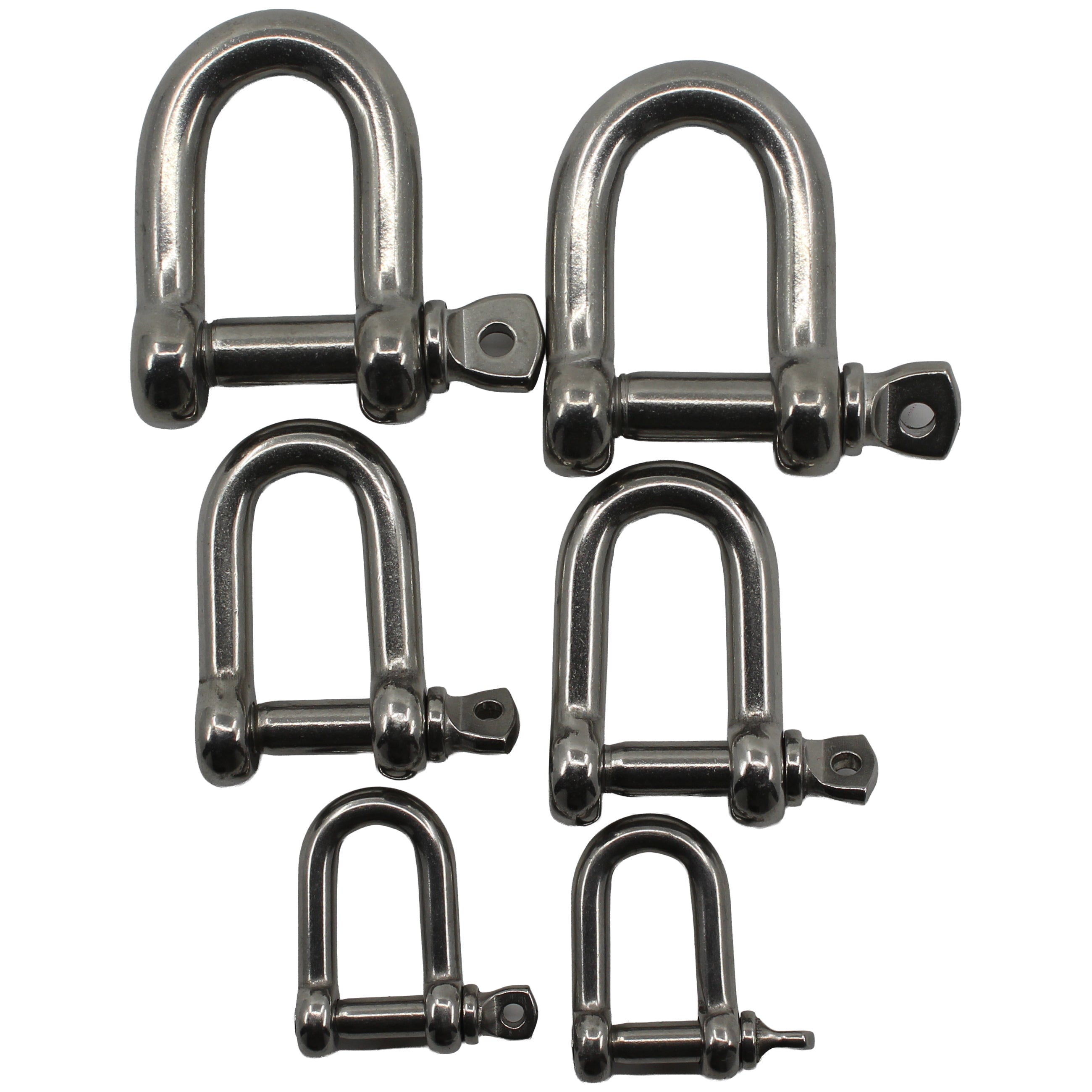 NIROSCHÄKEL-SET RUND KURZ JE 2 STÜCK 6 MM, 8 MM, 10 MM Schäkel SEILFLECHTER Tauwerk GmbH 