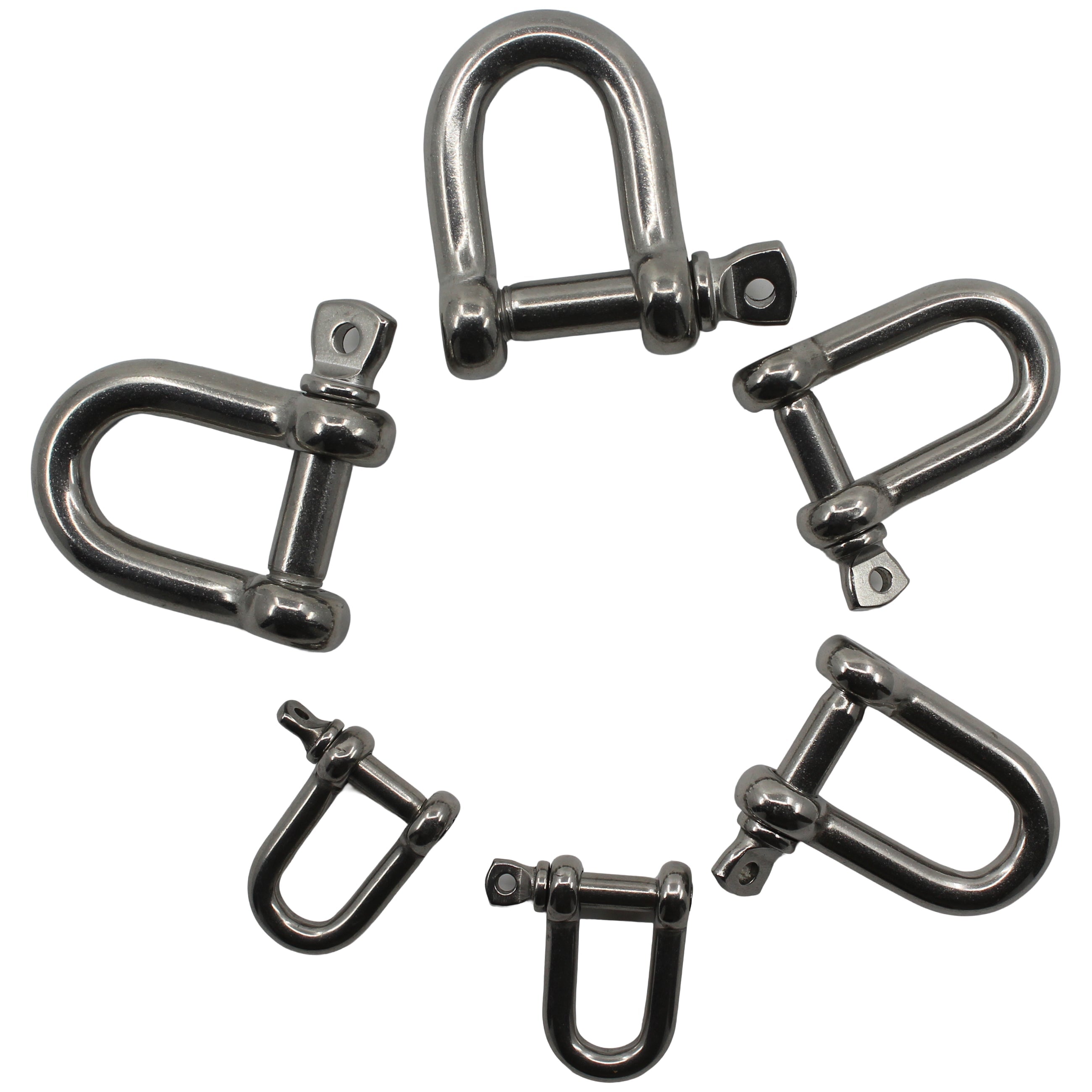 NIROSCHÄKEL-SET RUND KURZ JE 2 STÜCK 6 MM, 8 MM, 10 MM Schäkel SEILFLECHTER Tauwerk GmbH 