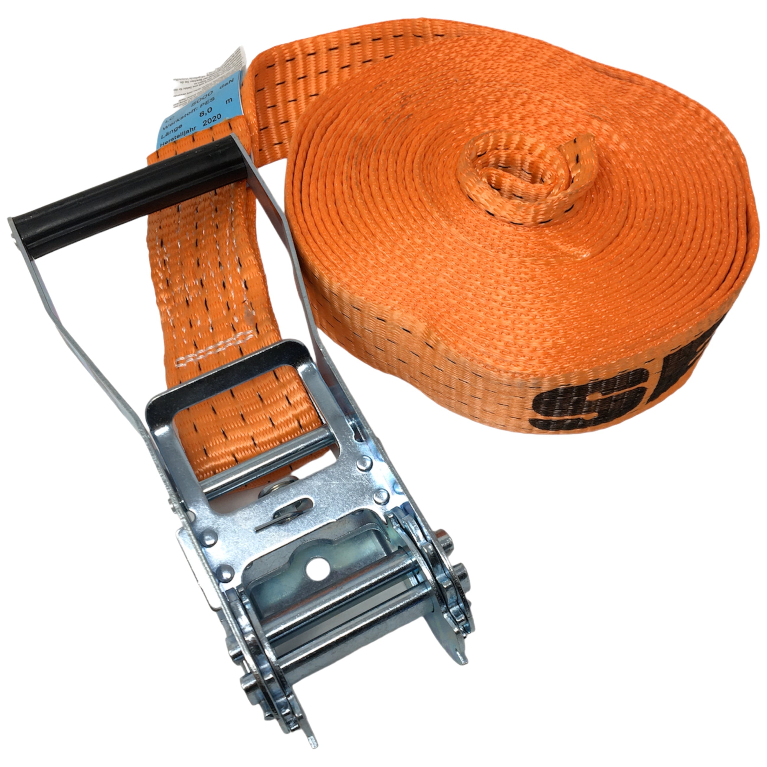 RATSCHENZURRGURT EN 12195-2, einteilig, 50 mm, Länge = 8 M, 4000 daN Ratschenzurrgurte EN 12195-2 SEILFLECHTER Tauwerk GmbH 