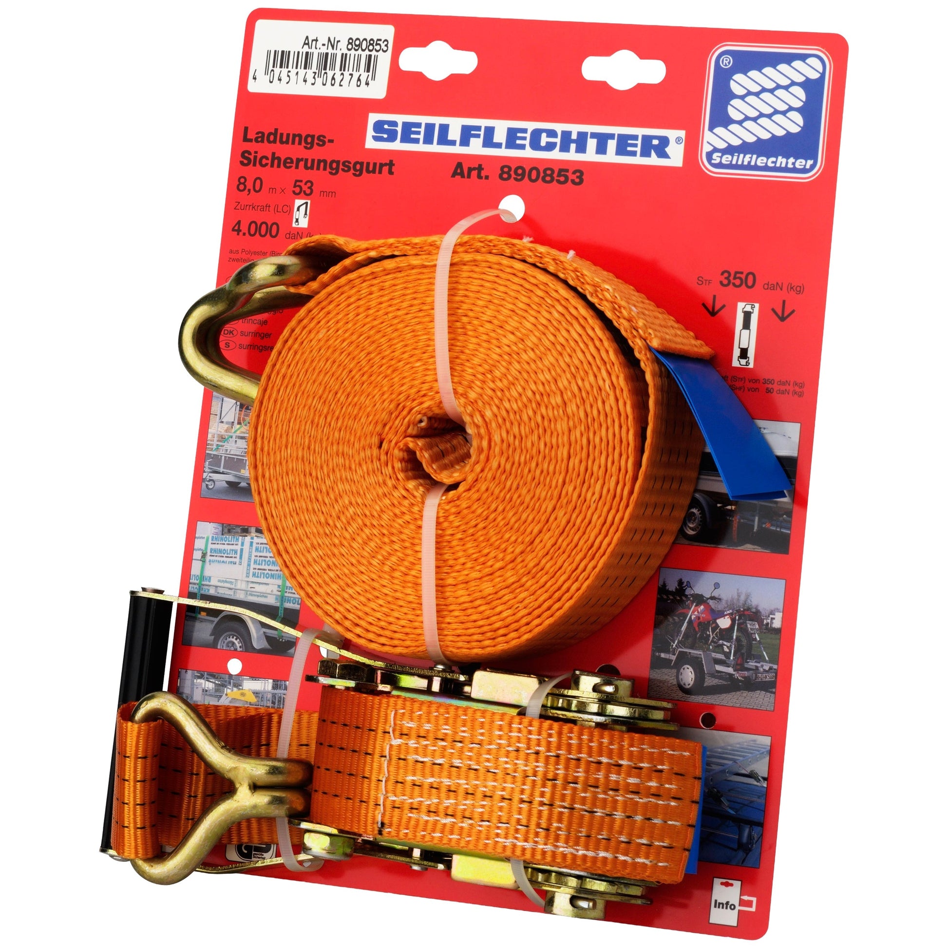 RATSCHENZURRGURT MIT SPITZHAKEN, zweiteilig, 50 mm, Länge = 8 M, 4 TO Ratschenzurrgurte Spitzhaken SEILFLECHTER Tauwerk GmbH 