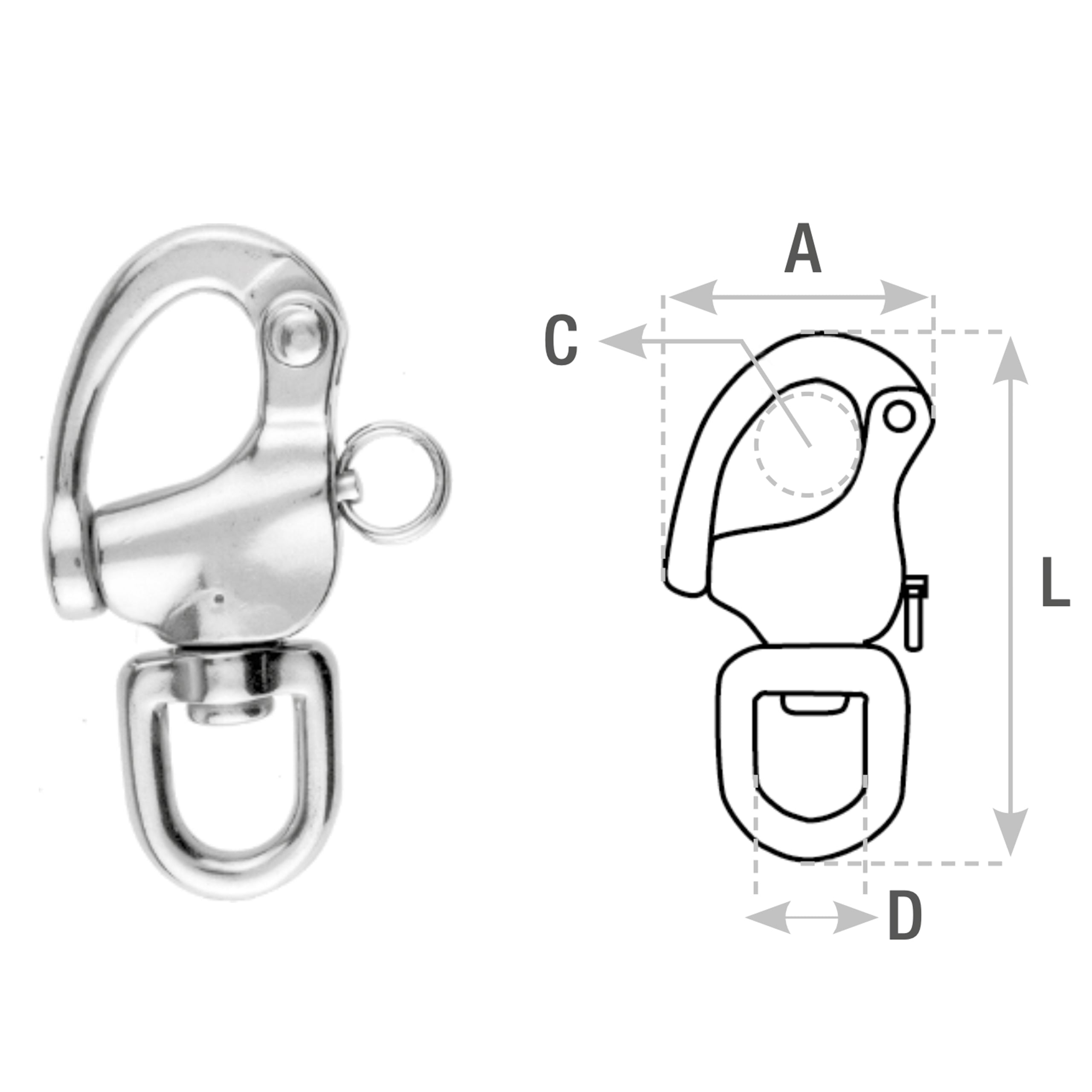Schnappschäkel / Fallschäkel V4A / AISI 316 Edelstahl Schäkel SEILFLECHTER Tauwerk GmbH 