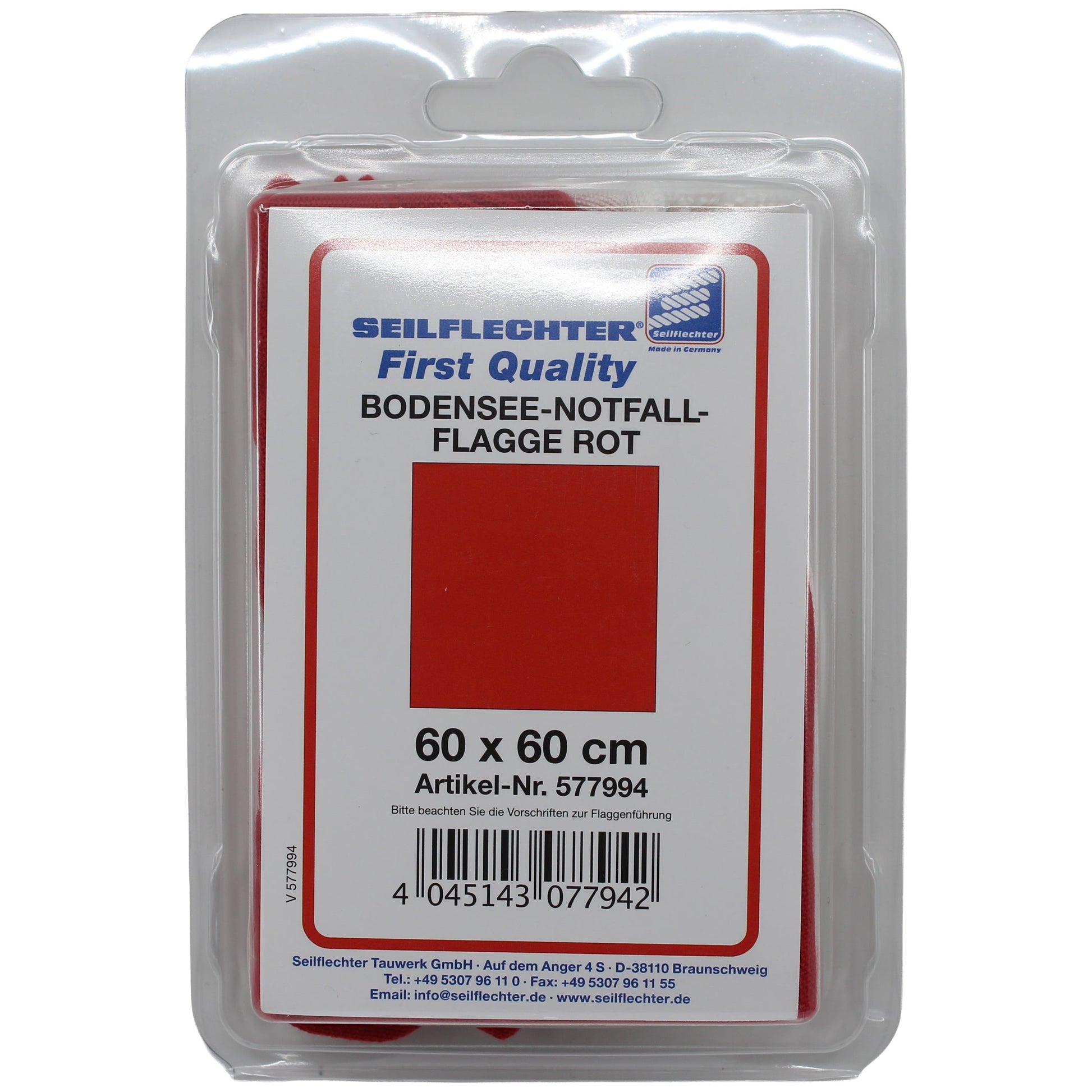 SIGNALFLAGGE ROT 60 x 60 CM Flaggen SEILFLECHTER Tauwerk GmbH 