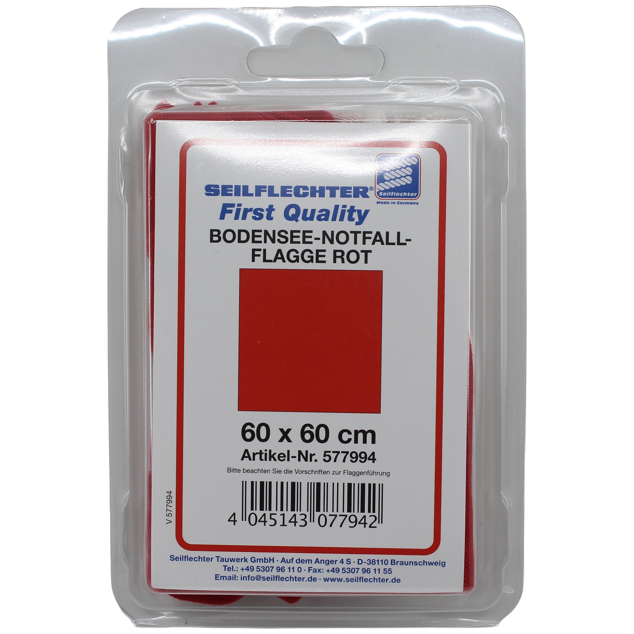 SIGNALFLAGGE ROT 60 x 60 CM Flaggen SEILFLECHTER Tauwerk GmbH 