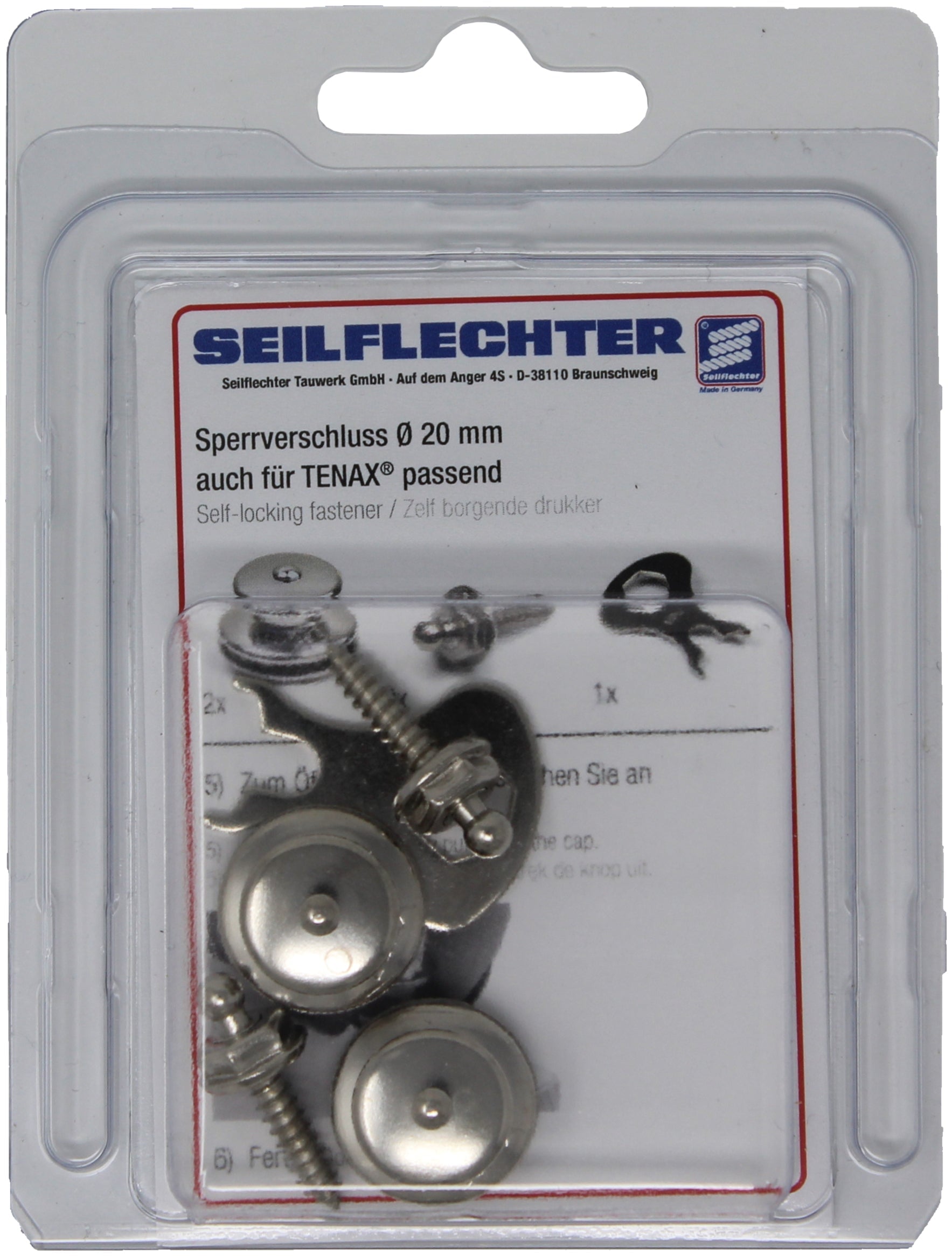 Sperrverschlüsse "Tenax" Ø 20 mm Verschlüsse Seilflechter 