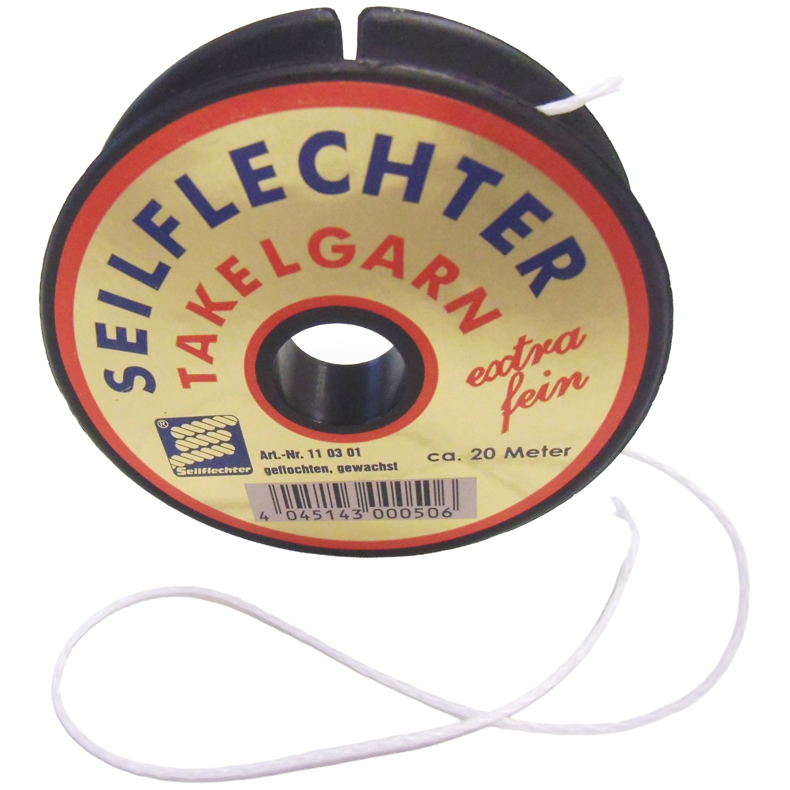TAKELGARN, GEFLOCHTEN, GEWACHST, "EXTRA FEIN", 20 M, Ø1,0 MM, WEISS Takelgarne SEILFLECHTER Tauwerk GmbH 