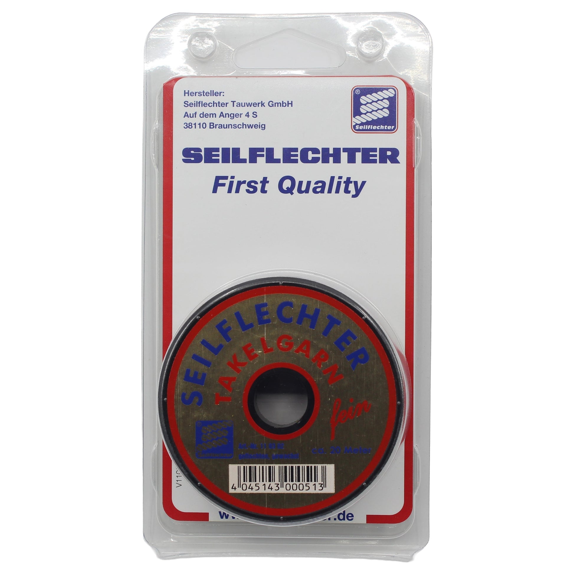 TAKELGARN, GEFLOCHTEN, GEWACHST "FEIN", 20 M, Ø1,2 MM, WEISS Takelgarne SEILFLECHTER Tauwerk GmbH 