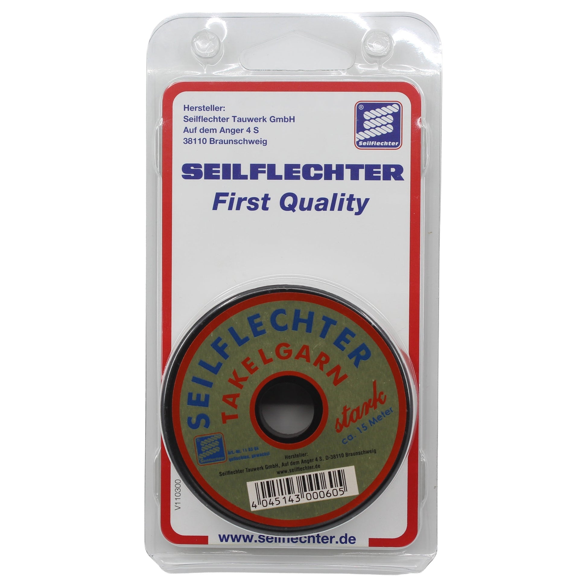 TAKELGARN, GEFLOCHTEN, GEWACHST "STARK", 15 M, Ø1,8 MM, WEISS Takelgarne SEILFLECHTER Tauwerk GmbH 