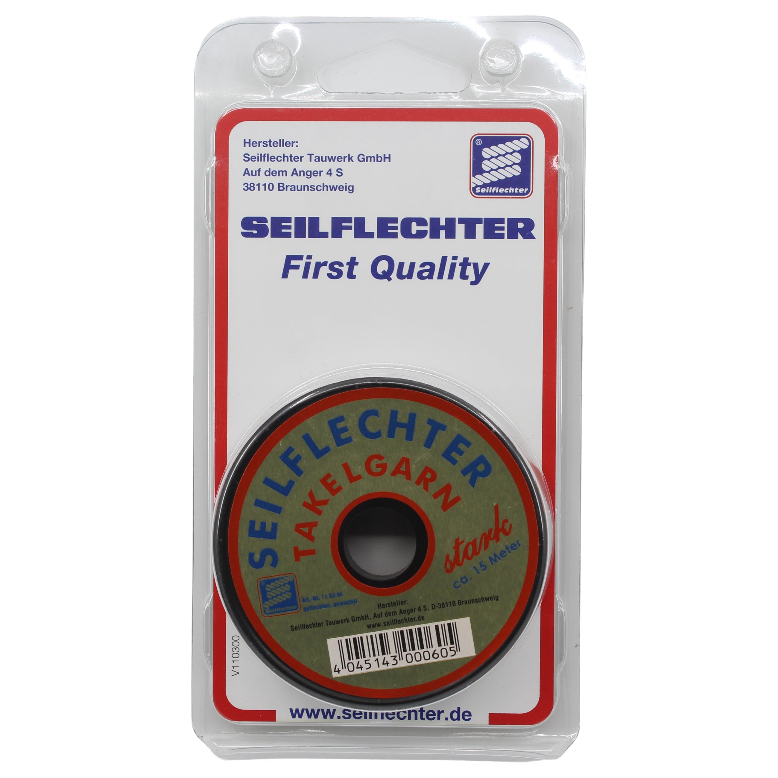 TAKELGARN, GEFLOCHTEN, GEWACHST "STARK", 15 M, Ø1,8 MM, WEISS Takelgarne SEILFLECHTER Tauwerk GmbH 