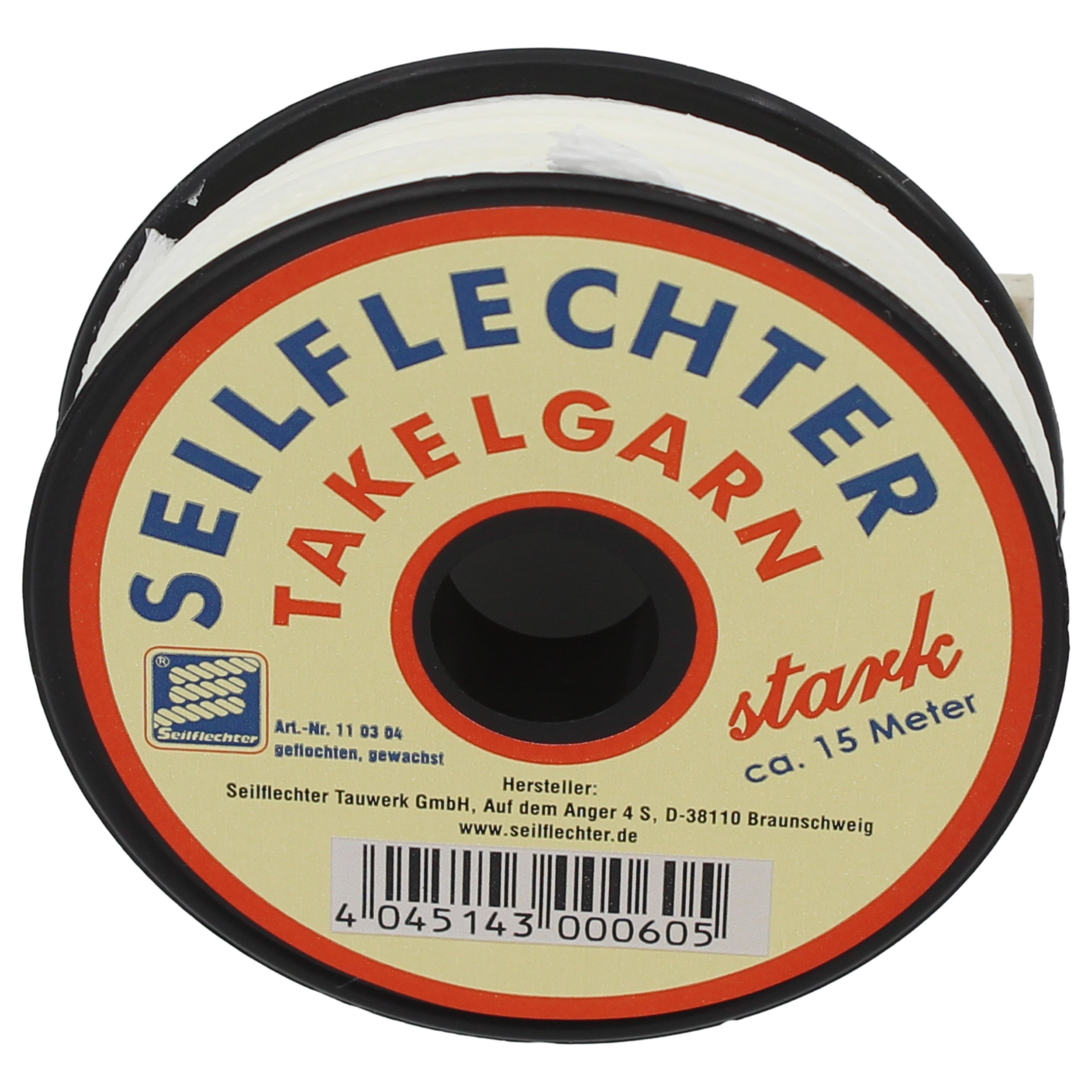 TAKELGARN, GEFLOCHTEN, GEWACHST "STARK", 15 M, Ø1,8 MM, WEISS Takelgarne SEILFLECHTER Tauwerk GmbH 