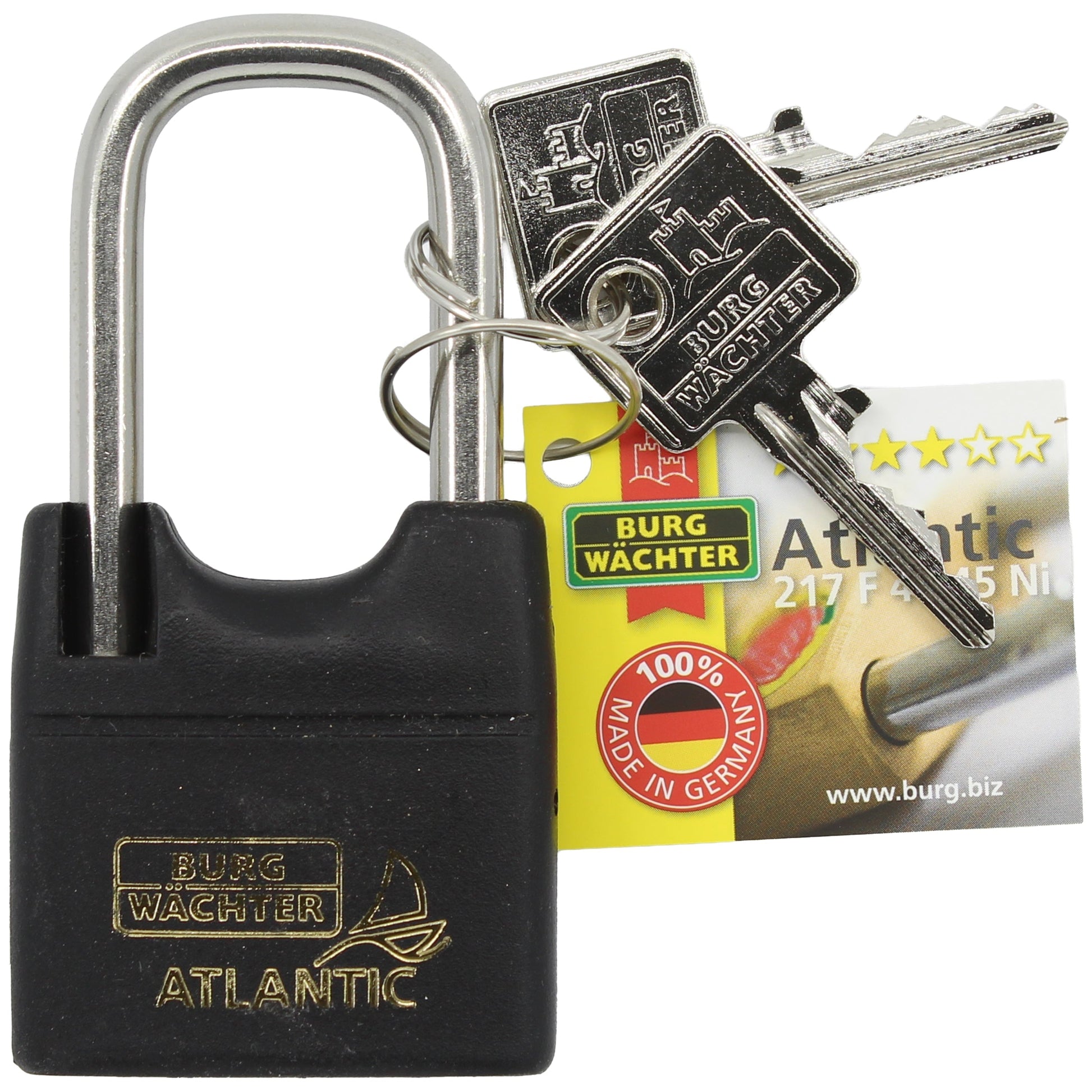 ZYLINDERSCHLOSS ATLANTIK 45 MM SEEWASSERFEST HOHER BÜGEL Schlösser BURG-WÄCHTER KG 