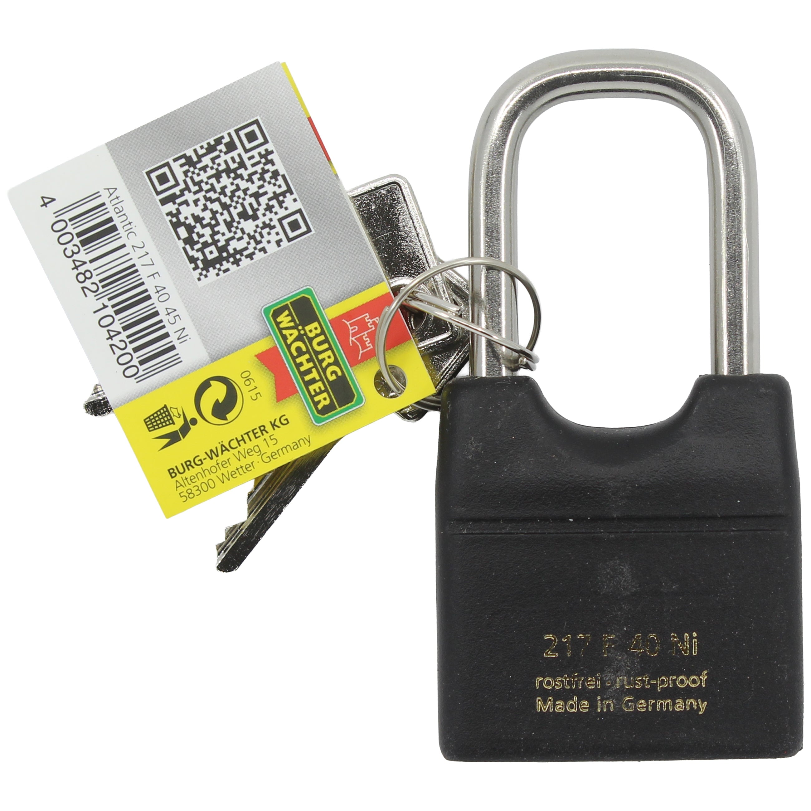 ZYLINDERSCHLOSS ATLANTIK 45 MM SEEWASSERFEST HOHER BÜGEL Schlösser BURG-WÄCHTER KG 
