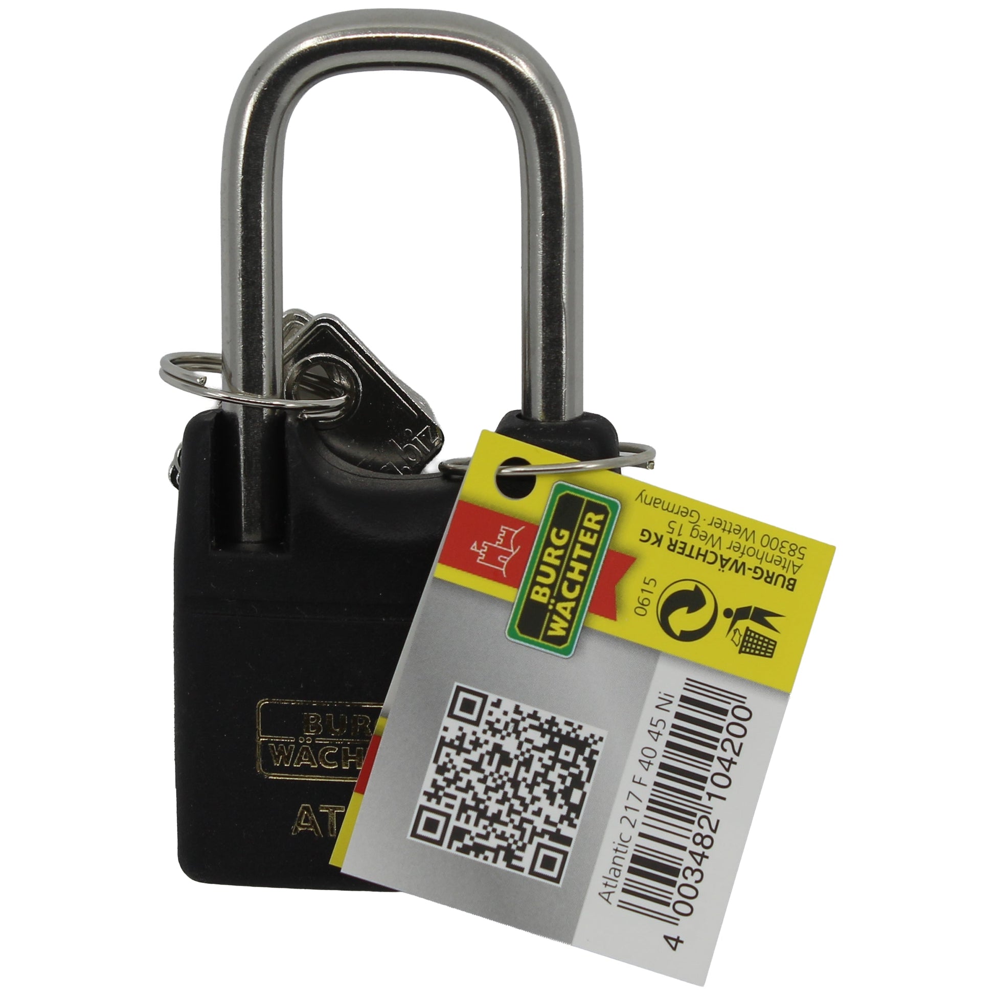 ZYLINDERSCHLOSS ATLANTIK 45 MM SEEWASSERFEST HOHER BÜGEL Schlösser BURG-WÄCHTER KG 