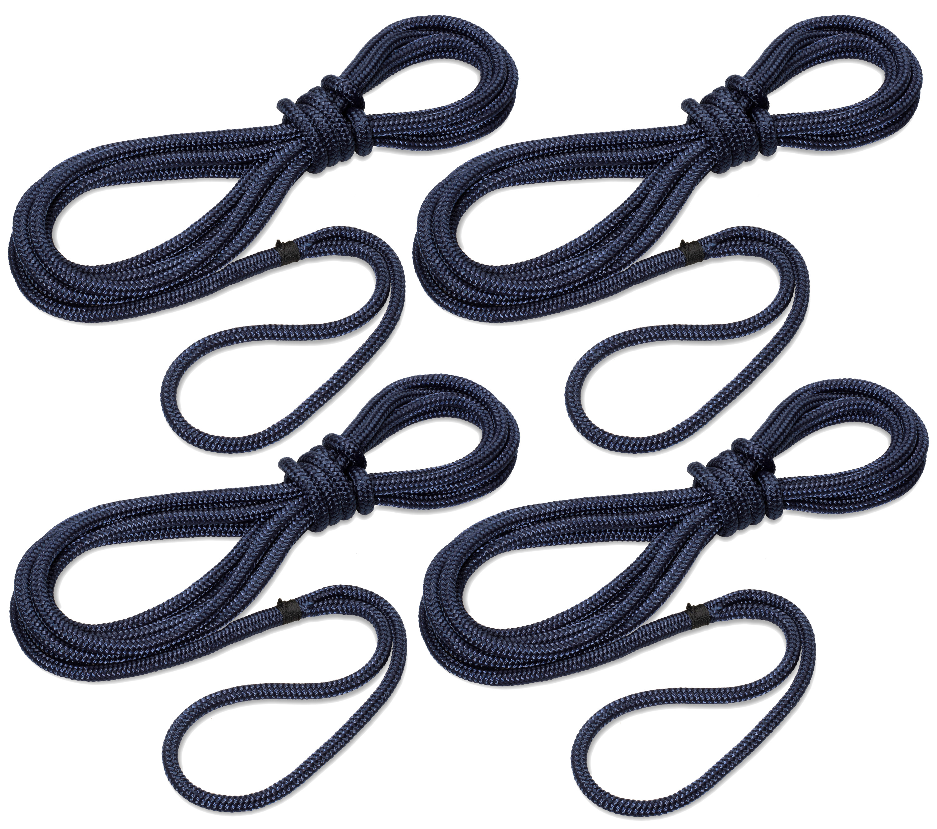 Set mit 4 Taifun®-Festmachern navyblau Set mit 4 Festmachern „Taifun“ von Seilflechter, Farbe: Navy-Blau, aus strapazierfähigem Polyester, mit gespleißtem Auge. Perfekt für sicheres Festmachen von Booten.