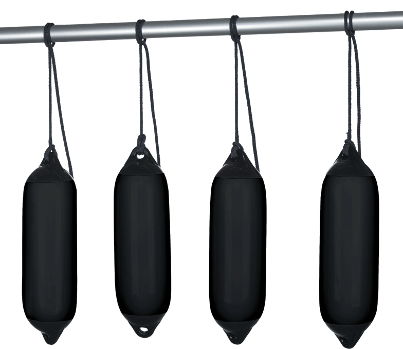 Fenderset schwarz Fenderset von Seilflechter in Schwarz, inklusive hochwertiger Bootsfender und passender Festmacherleinen. Optimaler Schutz für den Bootsrumpf beim Anlegen.