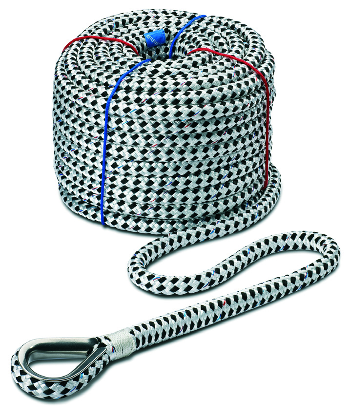 Ankerleine Taifun® Hochwertige weiß/schwarze Ankerleine „Taifun“ von Seilflechter, aus robustem Polyester, inklusive eingespleißtem Edelstahl-Schäkel. Ideal für sicheres Ankern.